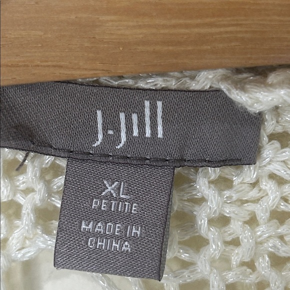 J. JILL Cream Open Knit Long Cardigan Size XL Petite - Picture 3 of 15